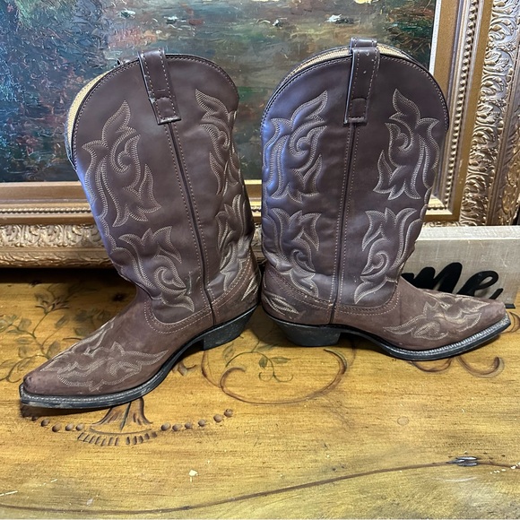 Laredo Women's Western Leather Cowboy Boots Brown Size 10 M Beautiful Pattern - Picture 2 of 16